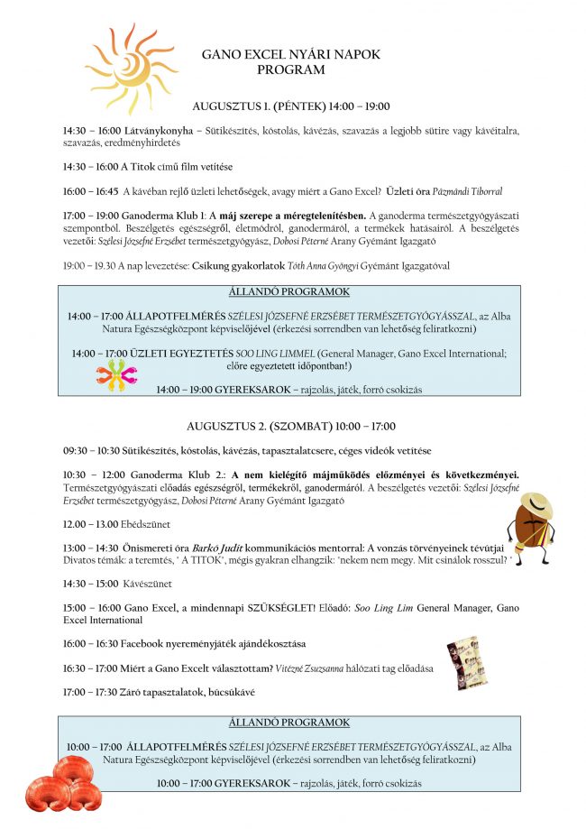 Gano Excel Nyári Napok Program