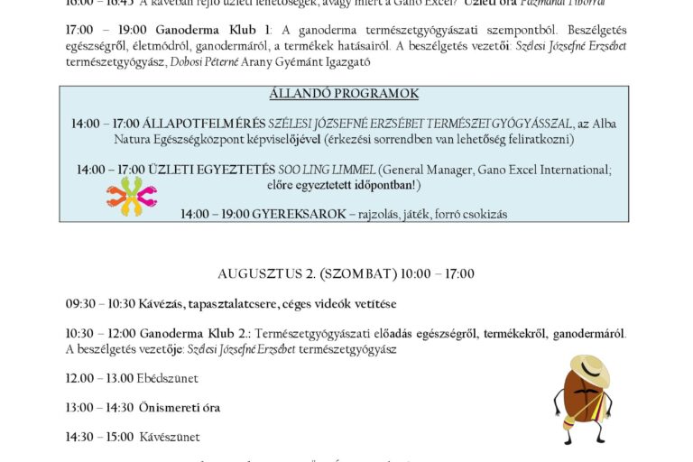 Gano Excel Nyári Napok Program